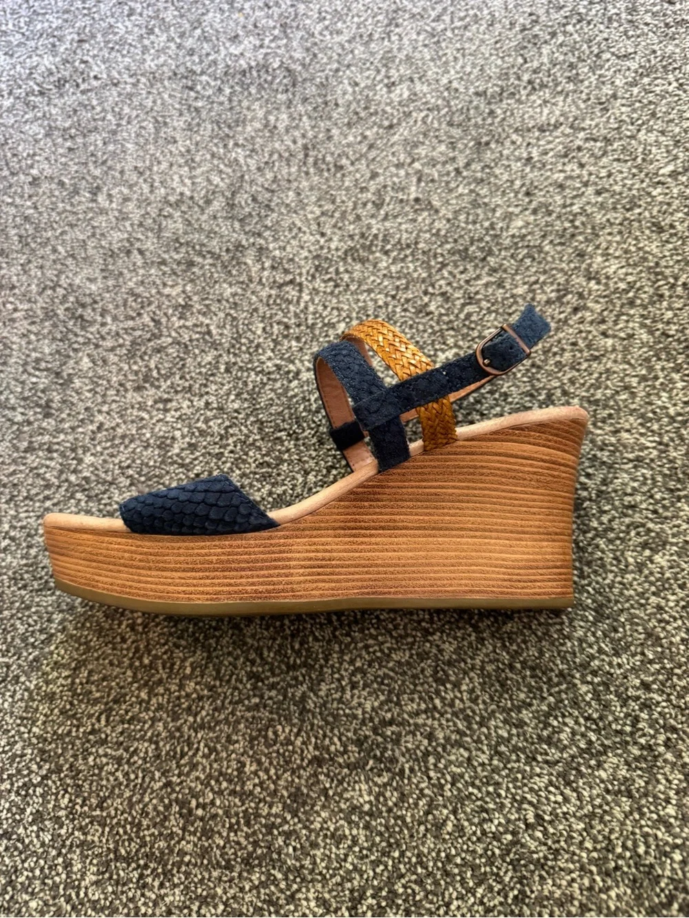UGG Navy and Tan Wedge Sandals - Women - Picture 3 of 4